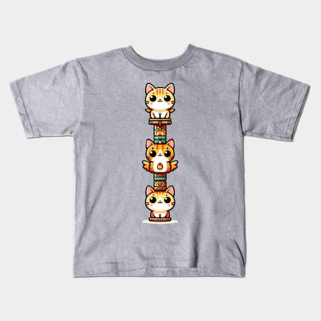 Cat Totem Pole Kids T-Shirt by Sketchy